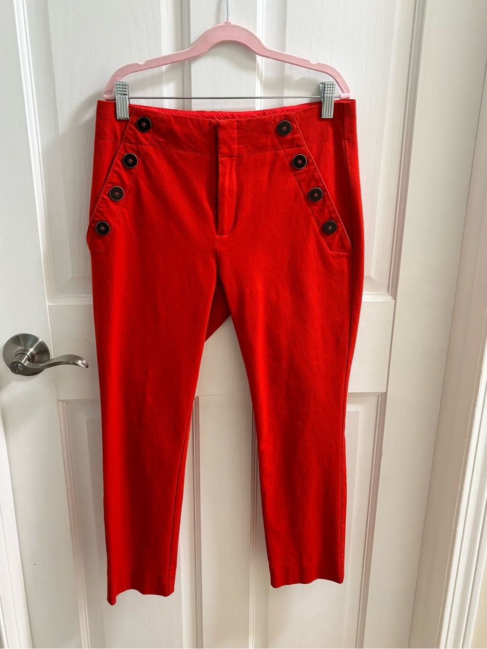 Anthropologie Orange/Red Sailor Pant , Size 4P, slim fit